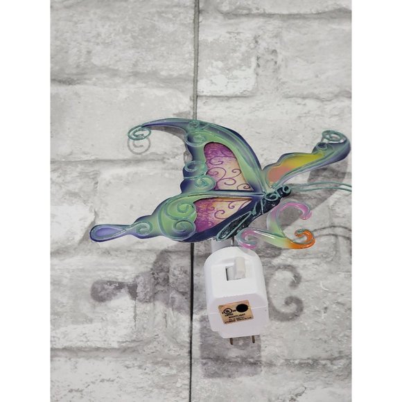 Ganz Metal‎ Butterfly Night Light NWOT 6" x 5.5" Swirls Blue Green Yellow - Picture 6 of 9